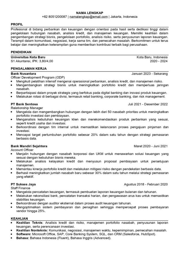 Contoh CV ATS
